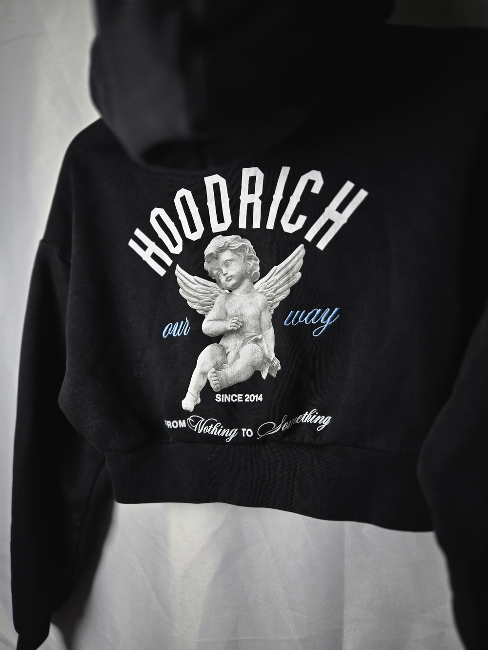 Hoodrich Black Cropped Hoodie with Cherub Graphic - Picture 5 of 8